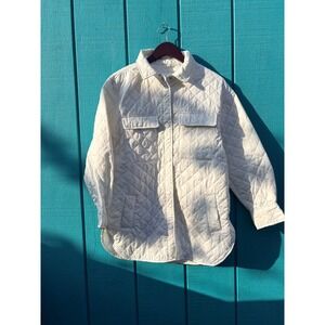 Sunset Lane Quilted Shirt Jacket Cream Beige Women's Size Medium‎